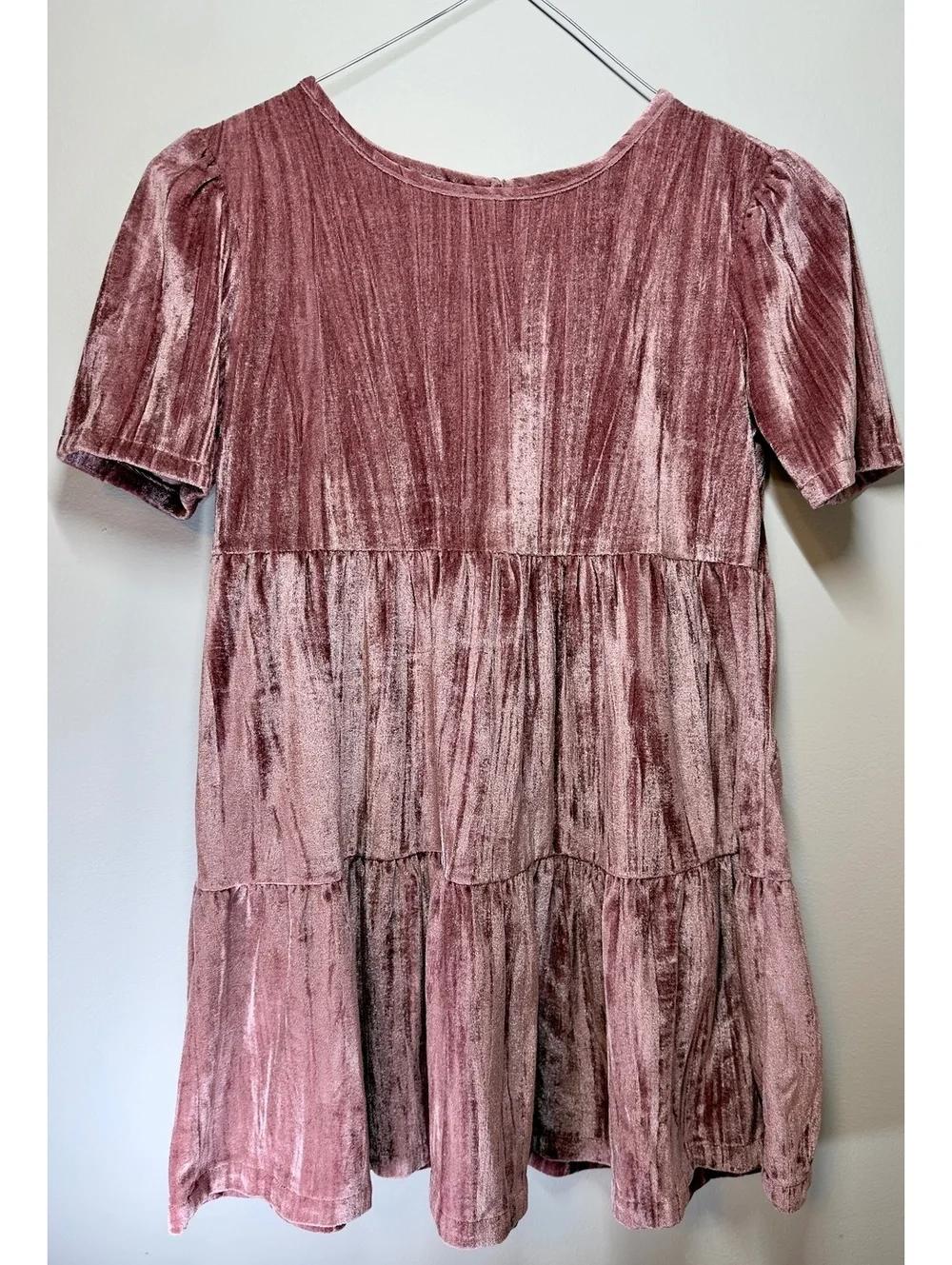 Girls Blush Rose crushed velour dress Gap size 8